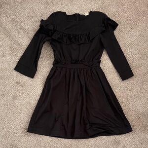 H&M cotton Black Ruffled 3/4 Sleeve Dress